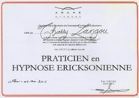 Diplôme Praticien Hypnose Ericksonienne